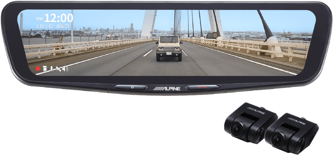 ドライブレコーダー搭載 12型デジタルミラー［車内用リアカメラ］ DVR-DM1200A2-IC