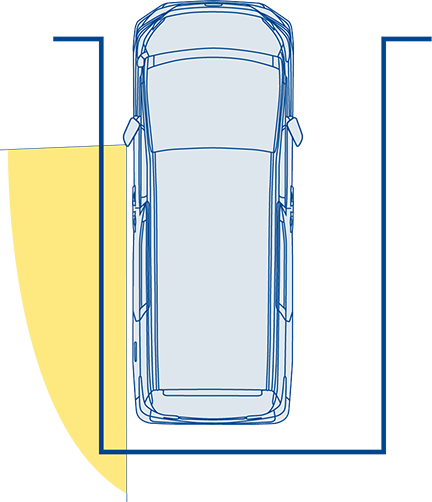 狭い車庫へ入れる時(接触防止)図” data-entity-type=
