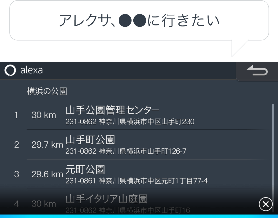 施設検索 / ルート検索も声だけで。