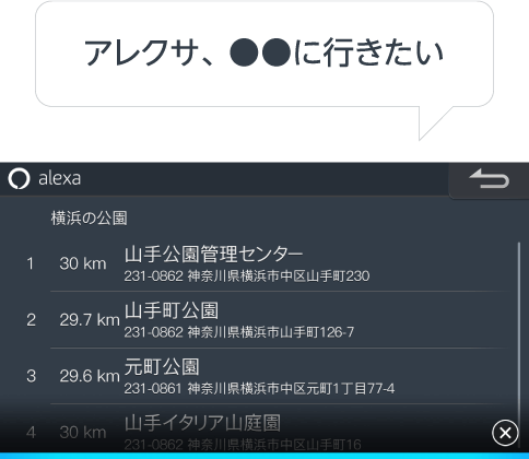 施設検索/ルート検索も声だけで。