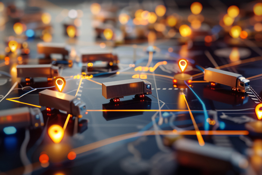 配送車の現在地・走行ルートをリアルタイムで把握できるため、スムーズに到着予測ができているイメージ