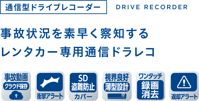 通信型ドライブレコーダー:事故状況を素早く察知するレンタカー専用通信ドラレコ