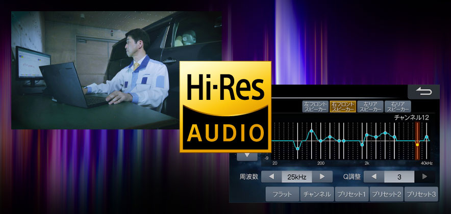 ハイレゾ対応の高音質設計と車種専用チューニングでサウンドをアップグレード。