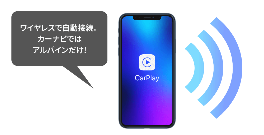 ワイヤレスで自動接続。カーナビではアルパインだけ！