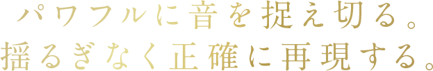 パワフルに音を捉え切る。揺るぎなく正確に再現する。