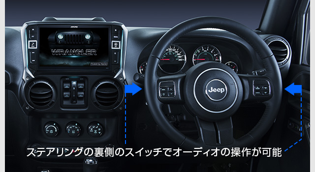 ステアリングの裏側のスイッチでオーディオの操作が可能::画像