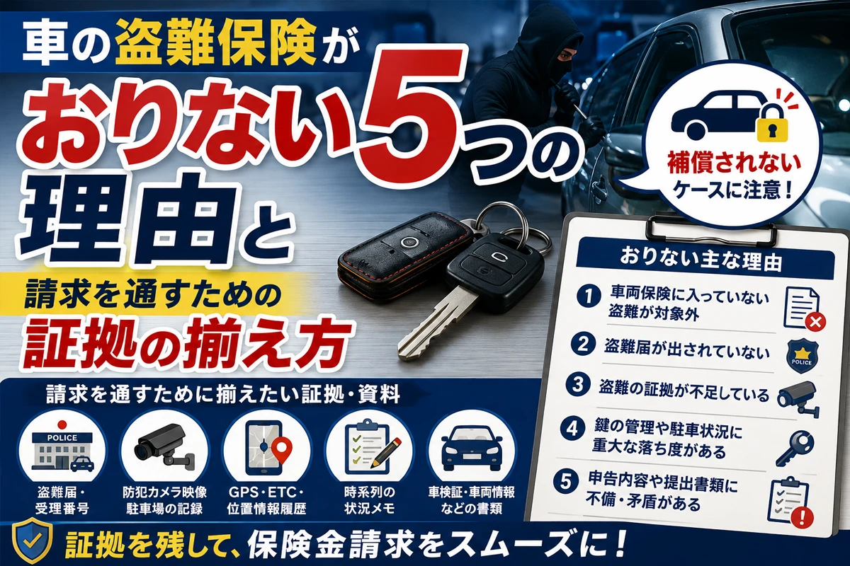 盗難保険がおりない5つの理由と証拠の揃え方のイメージ